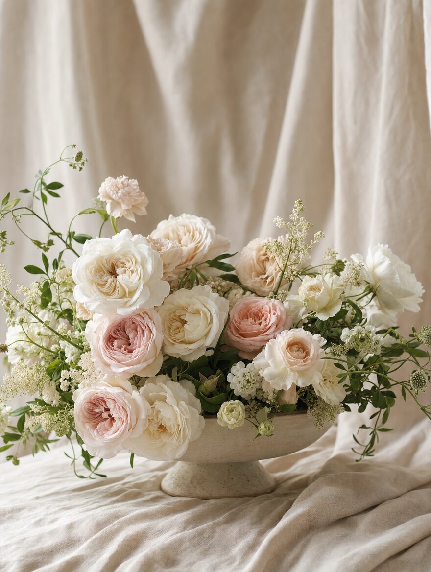 Garden Rose Veil — Garden rose arrangement